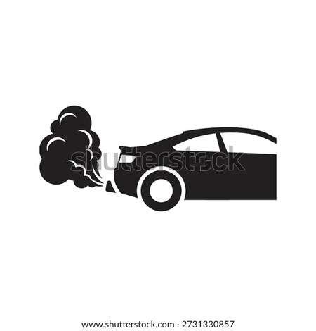 Car pollution icon vector illustration showing vehicle exhaust smoke fumes emission smog gas environment carbon concept isolated white background design element