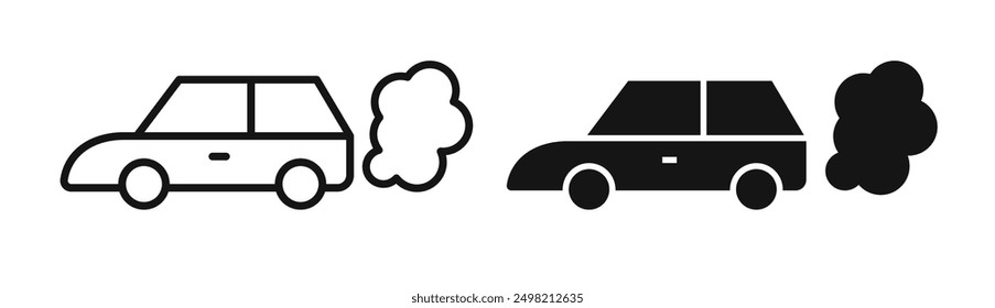 car pollution Iconicon vector collection in outlined and solid style