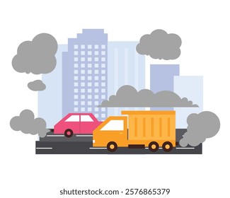 car pollution with smoke illustration