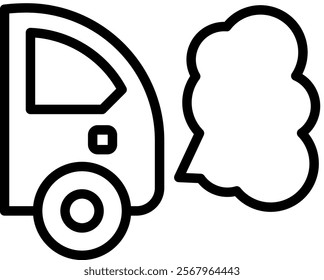 Car Pollution Vector Lineal Icon On White Background.