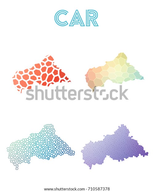 CAR polygonal map.\
Mosaic style maps collection. Bright abstract tessellation,\
geometric, low poly, modern design. CAR polygonal maps for\
infographics or\
presentation.