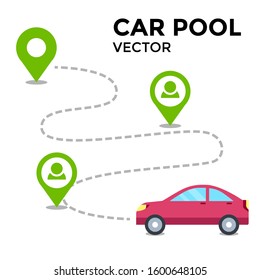 Car Pool Car Online Booking Route Vector