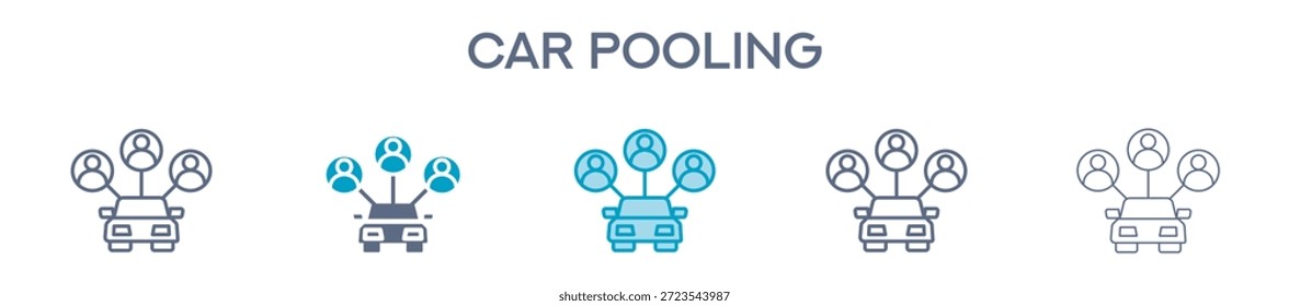 Car Pooling Element For Design Graphic - Multi Styles. Vector Illustration Of Two Colored And Black. Multiple Icons Designs Can Be Used For Mobile, Ui, Web