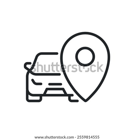 Car position thin line icons. Perfect pixel on transparent background