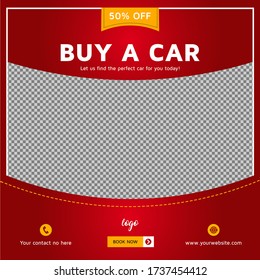 Car post template, rent a car social media banner design, Square social media marketing poster, Instagram Ad Design.