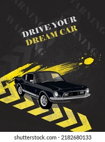 Cartel de coche papel de pared oscuro y aspecto fresco