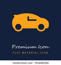 Car premium material ui ux isolated vector icon in navy blue and orange colors svg