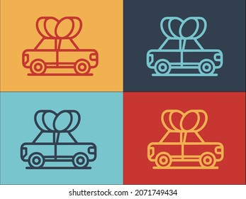 Car Present Logo, Simple Flat Icon of car,present,gift