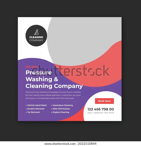 Car pressure washing social media post\
template and cleaning service web banner.\
