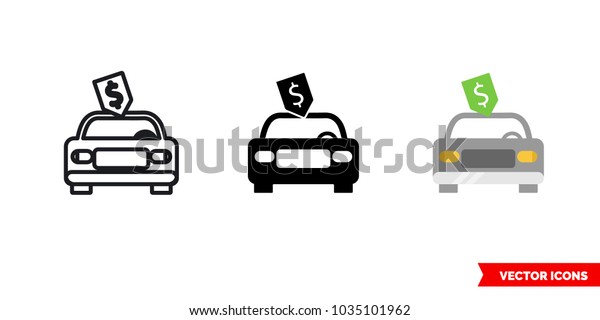 Car price icon of 3 types: color,\
black and white, outline. Isolated vector sign\
symbol.