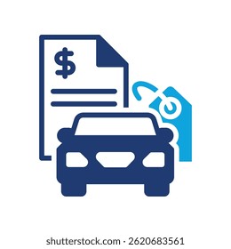Icono de Precio de coche Ilustración vectorial mixta