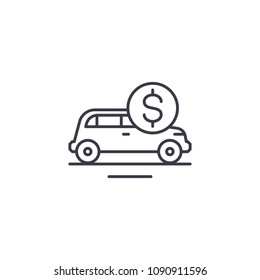 Car price linear icon concept. Car price line vector sign, symbol, illustration.