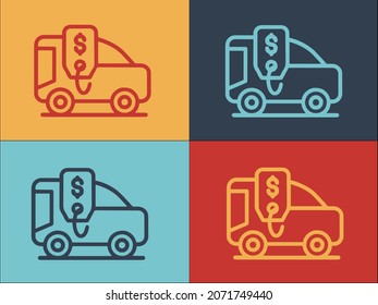 Logotipo de precio del automóvil, icono plano simple del coche, precio, vehículo