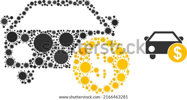 Car price mosaic icon. Vector mosaic formed\
with scattered virulent icons. Virulent mosaic car price icon. Car\
price mosaic for medical\
templates.