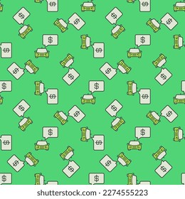 Car with Price vector concept green creative seamless pattern