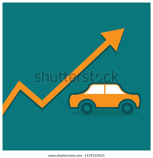Car prices growth on green background. vector\
icon. flat design