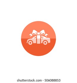Car prize icon in flat color circle style. Vehicle automotive gift