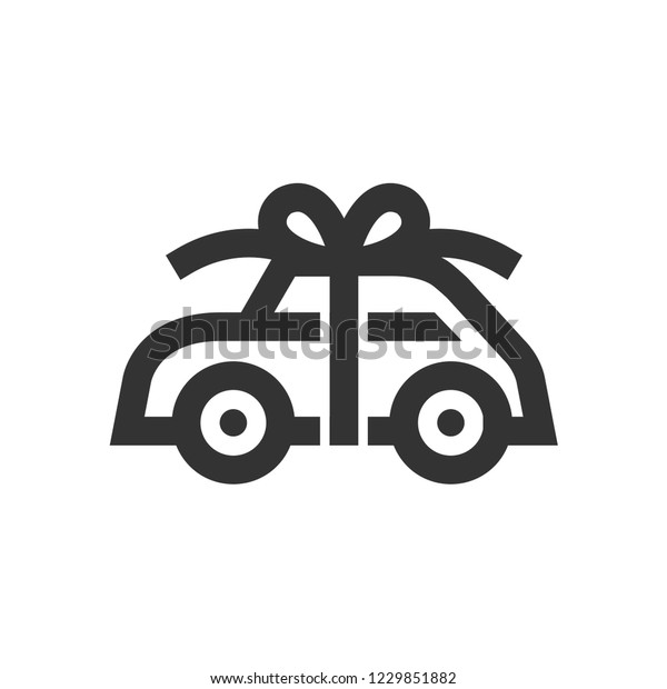 Car prize icon in thick outline\
style. Black and white monochrome vector\
illustration.