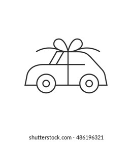 Car Prize Icon In Thin Outline Style. Business Automotive Gift Present