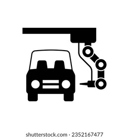 Car Production icon design. Installing new engine on the car body. isolated on white background. vector illustration
