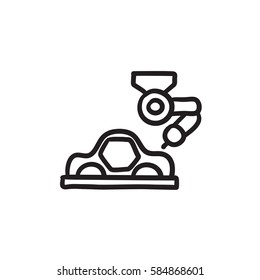 Car production vector sketch icon isolated on background. Hand drawn Car production icon. Car production sketch icon for infographic, website or app.