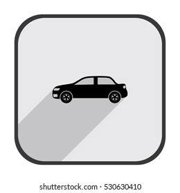 Car profile - black vector icon  with long shadow