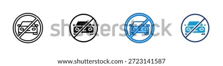Car Prohibited Multiple Style Icon Design Vector - car symbol inside a prohibition sign, representing restriction, traffic control, and access limitation