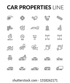 Car properties line icons