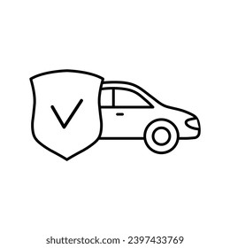 Car protect icon vector shield  car protectior sign auto insurance icon