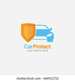 Car Protect Logo Design Template. Vector Illustration