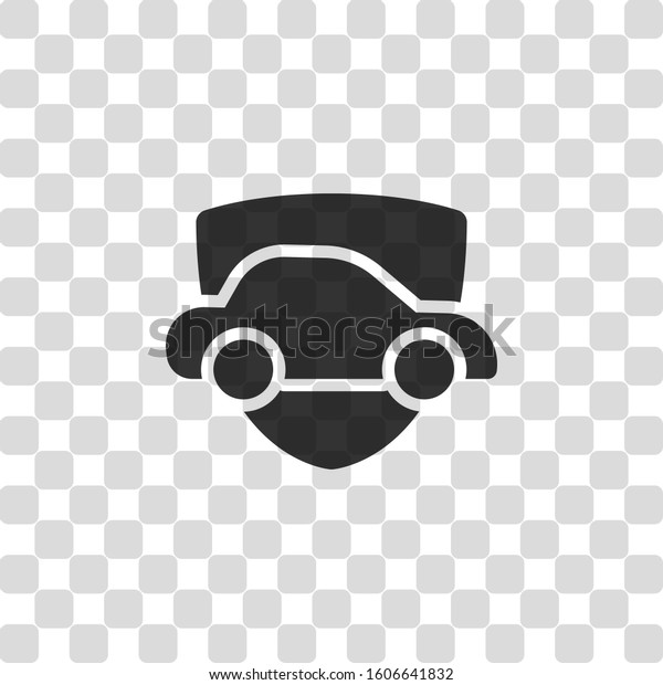 Car protect, shield of secure, auto icon. Black\
symbol on transparency\
grid