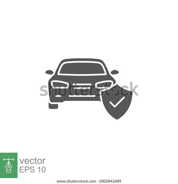 Car protection emblem solid icon. Car insurance\
business service, Shield protection logo of transportation vehicle\
care symbol. Vector illustration design on white background. EPS\
10