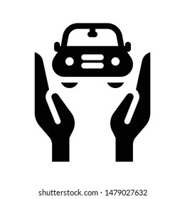 car protection glyph flat vector icon