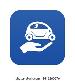Car protection icon blue vector isolated on white background