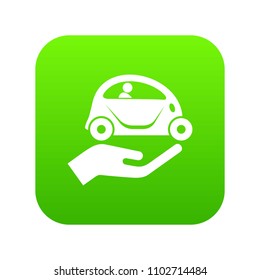 Car protection icon green vector isolated on white background
