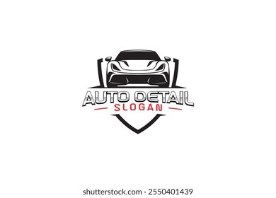 car protection logo with car silhouette vector and shield, with a premium and luxury look for car wash car detailing and garage