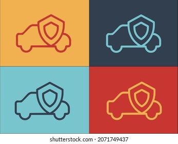 Logotipo de protección del automóvil, icono plano simple del vehículo, el coche, el automóvil