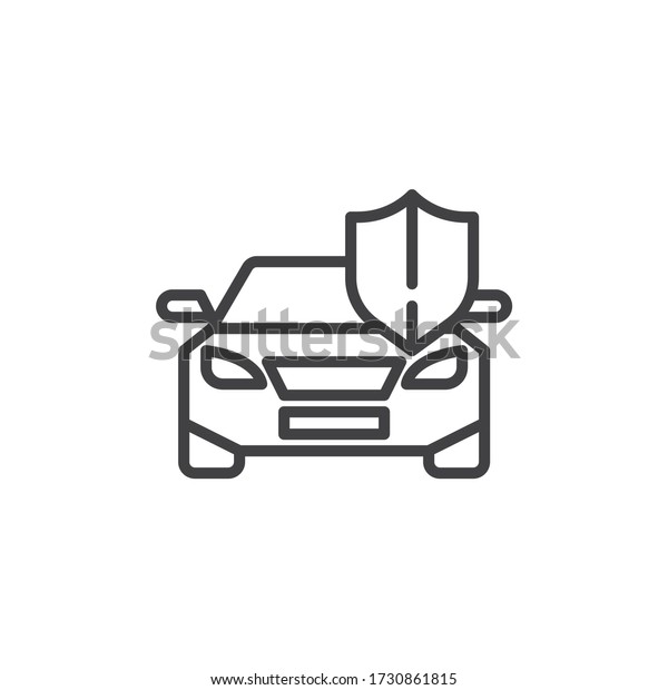 Car\
and protection shield line icon. linear style sign for mobile\
concept and web design. Car insurance outline vector icon. Auto\
security symbol, logo illustration. Vector\
graphics