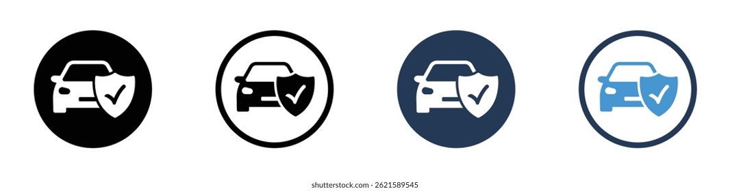 Car protection signs. Car insurance vector icon designs set