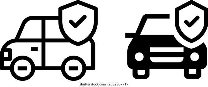 Car Protection Vector Icon Set – Vehicle Safety and Security Designs