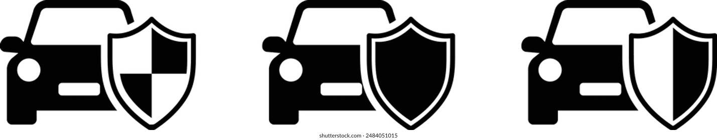 Car protection vector signs set. Car insurance vector icons set