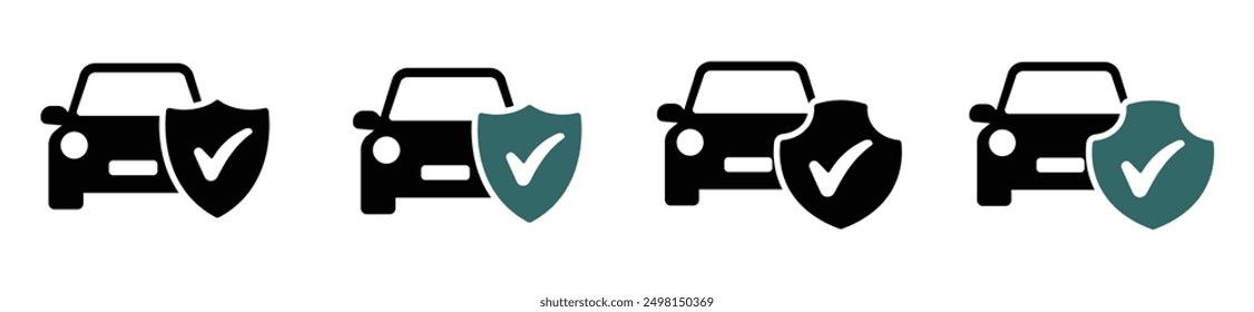 Car protection vector signs set. Car insurance vector icons