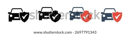 Car protection vector signs set. Car insurance vector icons