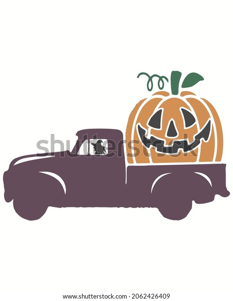 Car Pumpkin Halloween Vector
illustration. Happy Halloween Background Vector
illustration
