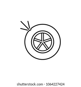 car punctured wheel icon. Element of Car sales and repair for mobile concept and web apps. Thin line  icon for website design and development, app development. Premium icon on white background