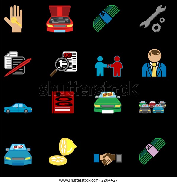 car purchase icons. icons or design elements related\
to purchasing a car