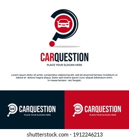 Car question vector logo template. This design use automotive or drive symbol. Suitable for vehicle business.