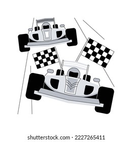Ilustración vectorial de concepto abstracto de la carrera del automóvil. Conducción extrema, deporte automovilístico, campeonato de deportes motorizados, carreras de coches, carreras profesionales, alta velocidad, gran premio de carreras metáfora abstracta.