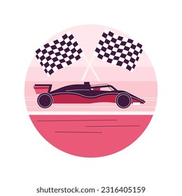 Abstraktes Konzept der Autorennen, Vektorgrafik. Extreme Driving, Automobil Sport, Motorsport Meisterschaft, Wache Auto Rennen, professioneller Racer, High-Speed, Rennen Grand Prix abstrakte Metapher.