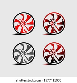 Car race logo set. Wheel blaze. Sport speed